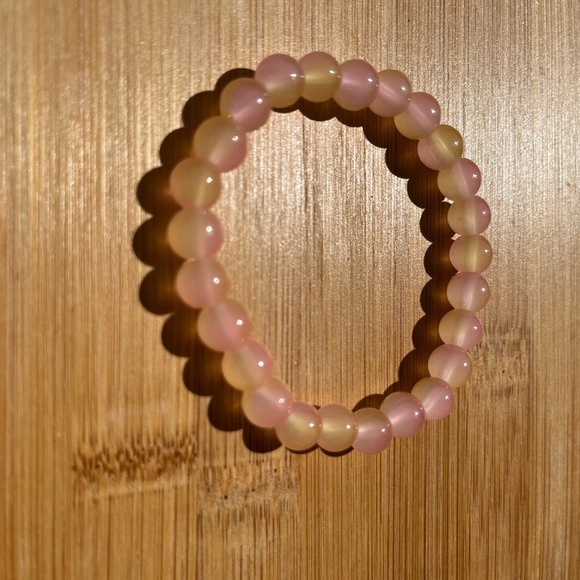 Elegant Pink and Yellow Bohemian Style 8mm Beaded Bracelet Unisex - Picture 2 of 10